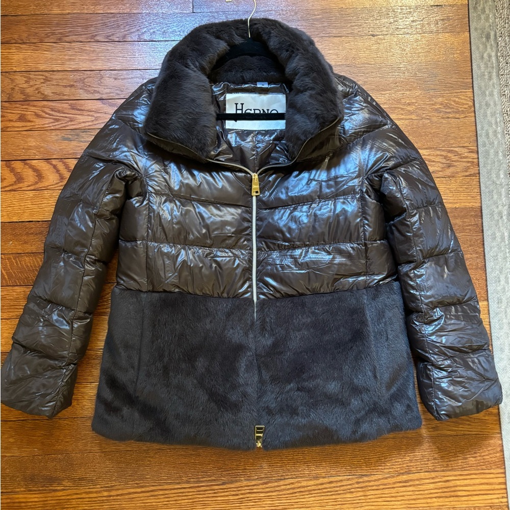 Herno Cape Doen Jacket with Faux Fur
